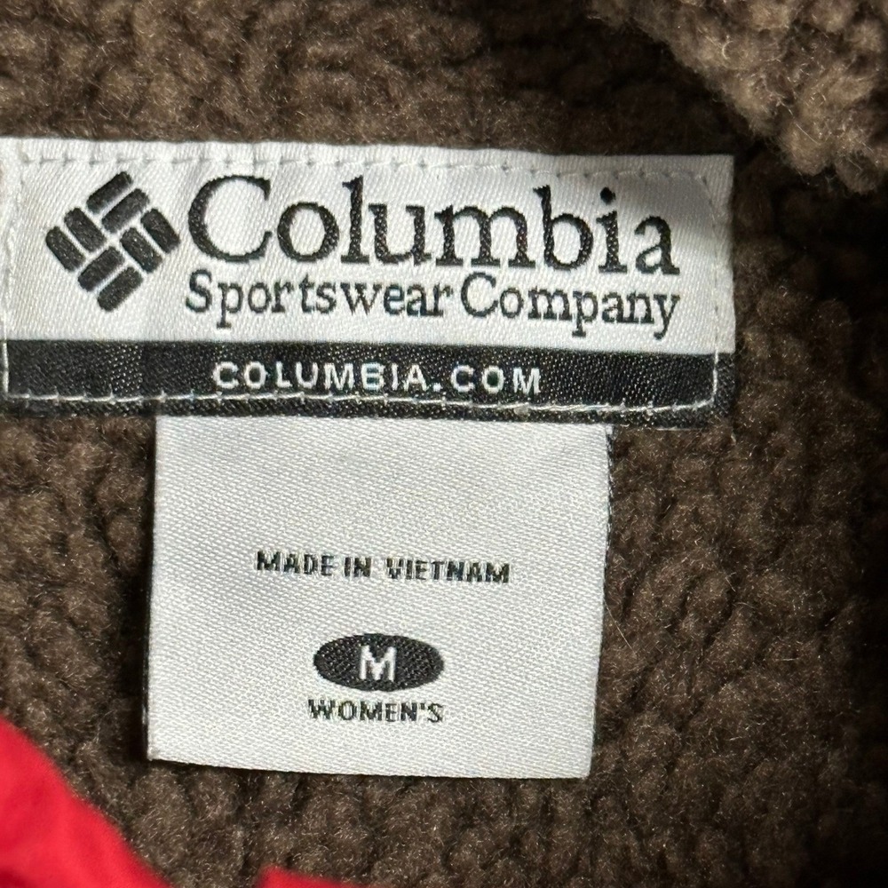 Columbia Vest Womens Size M Red Quilted Sherpa Lined Full Zip Outdoor Pockets - Picture 4 of 7